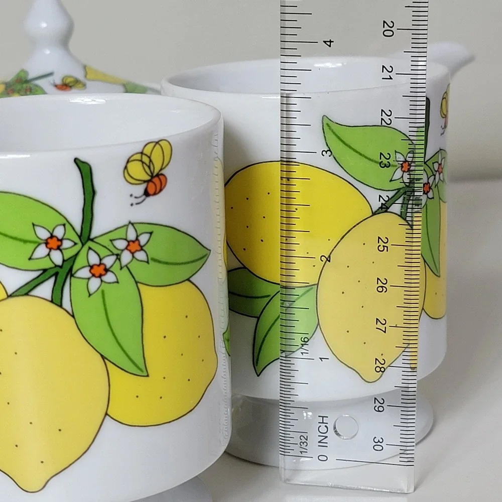 Vintage A Lorrie Design Japan Lemon‎ Bee Cream Sugar Set 2 Cups Tea Lot